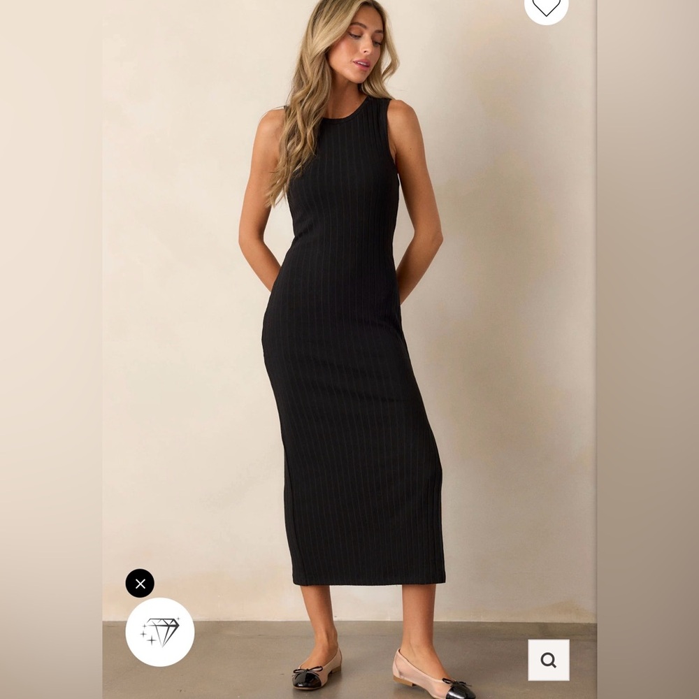 Z Supply Black Raewyn Ribbed Midi Dress